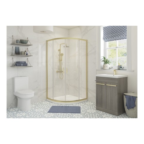 Classic 800mm 2 Door Quadrant - Brushed Brass | BathroomKing