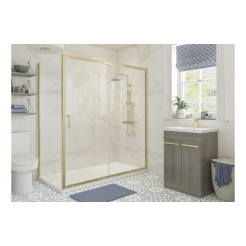 Classic 1000mm Sliding Door - Brushed Brass | BathroomKing