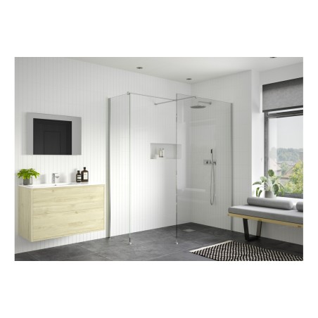 Superior 500mm Wetroom Side Panel & Arm - Chrome | BathroomK