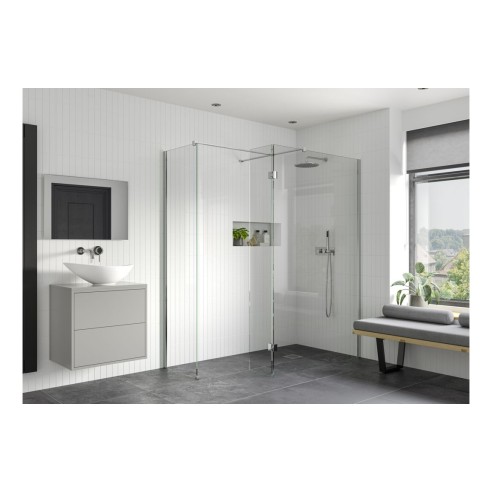 Superior 760mm Wetroom Side Panel & Arm - Chrome | BathroomK