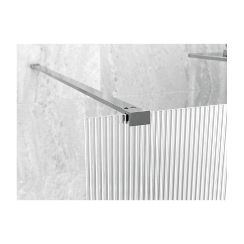 Superior 900mm Fluted Wetroom Panel & Support Bar - Chrome |