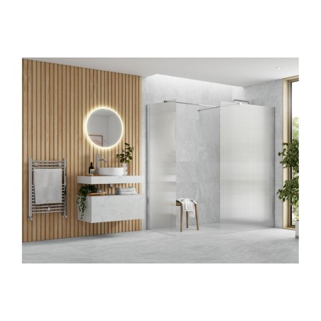 Superior 900mm Fluted Wetroom Panel & Side Panel Arm - Chrom