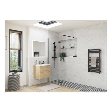 Superior 1000mm Wetroom Panel & Support Bar - Black | Bathro