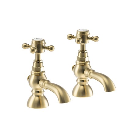 Abode Sentiment Basin Pillar Taps - Brushed Brass | Bathroom