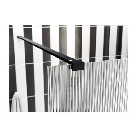 Superior 800mm Fluted Wetroom Panel & Support Arm - Black |