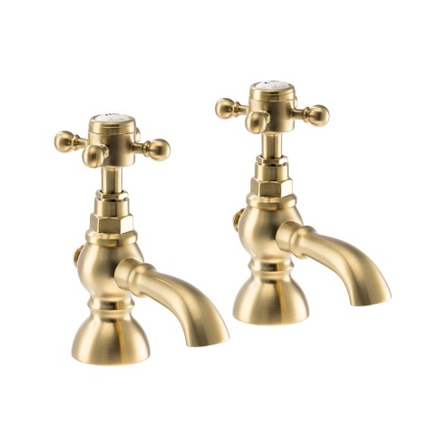 Abode Sentiment Bath Pillar Taps - Brushed Brass | Bathroom