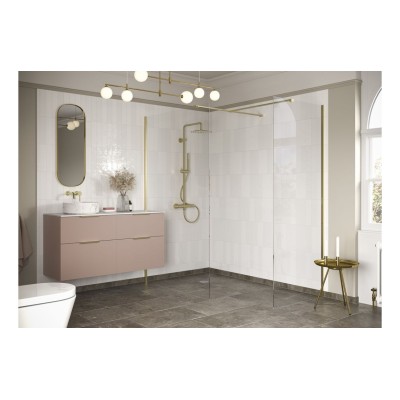 Superior 500mm Wetroom Side Panel & Arm - Brushed Brass | Ba