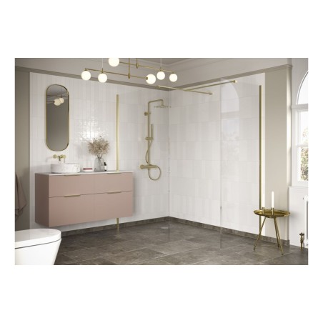Superior 500mm Wetroom Side Panel & Arm - Brushed Brass | Ba