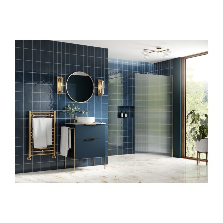 Superior 1200mm Fluted Wetroom Panel & Support Bar - Brushed