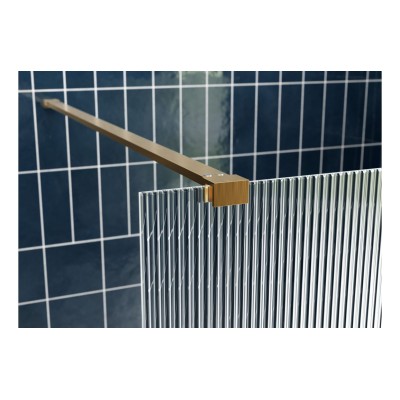 Superior 1200mm Fluted Wetroom Panel & Support Bar - Brushed 2