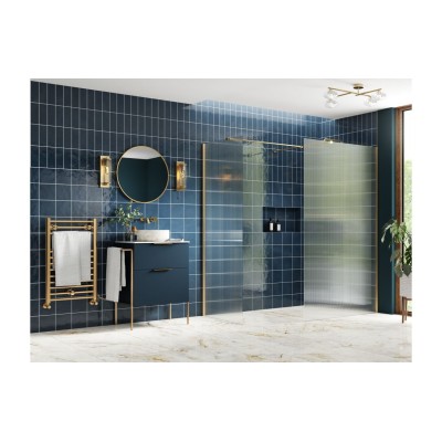 Superior 800mm Fluted Wetroom Panel & Side Panel Arm - Brush