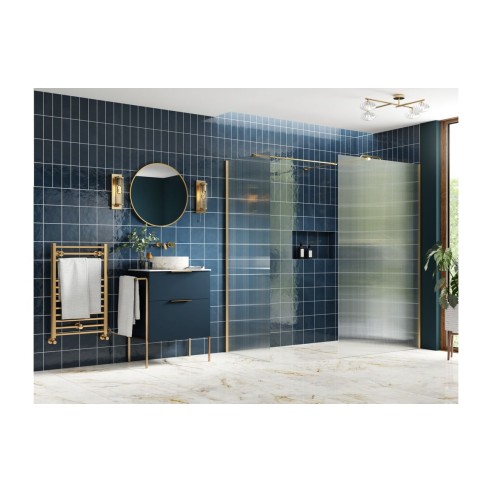 Superior 800mm Fluted Wetroom Panel & Side Panel Arm - Brush
