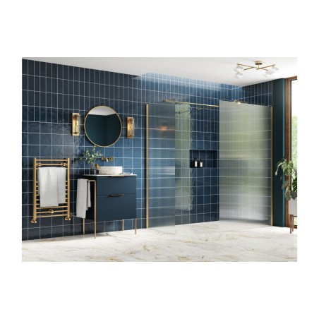 Superior 900mm Fluted Wetroom Panel & Side Panel Arm - Brush