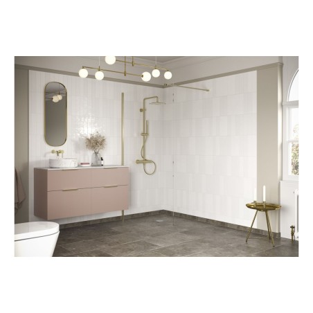 Superior 1100mm Wetroom Panel & Support Bar - Brushed Brass