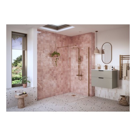 Superior 1200mm Wetroom Panel & Support Bar - Brushed Bronze