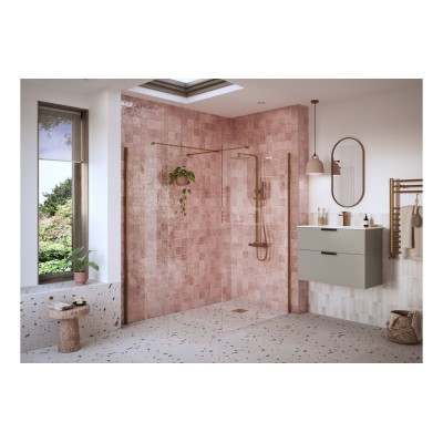 Superior 700mm Wetroom Side Panel & Arm - Brushed Bronze | B