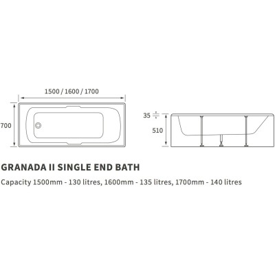 Grenadeer Single End Twin Grip 5mm 1700x700x510mm 0TH Bath | 2