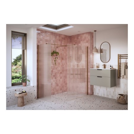 Superior 800mm Fluted Wetroom Panel & Side Panel Arm - Brush