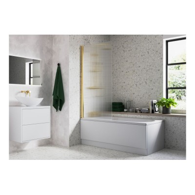 Fluted 800x1500mm Single Straight Bath Screen (5mm) - Brushe