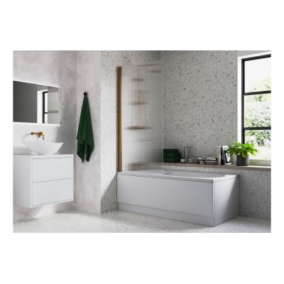 Fluted 800x1500mm Single Straight Bath Screen (5mm) - Brushe