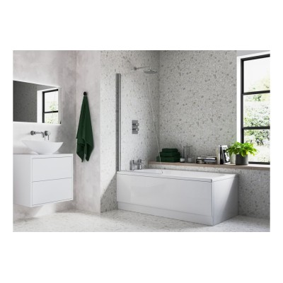 800x1400mm Sail Bath Screen (6mm) - Chrome | BathroomKing