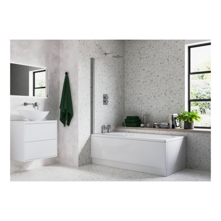 800x1400mm Sail Bath Screen (6mm) - Chrome | BathroomKing