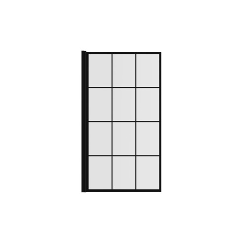 800x1400mm Square Grid Bath Screen (6mm) - Black | BathroomK