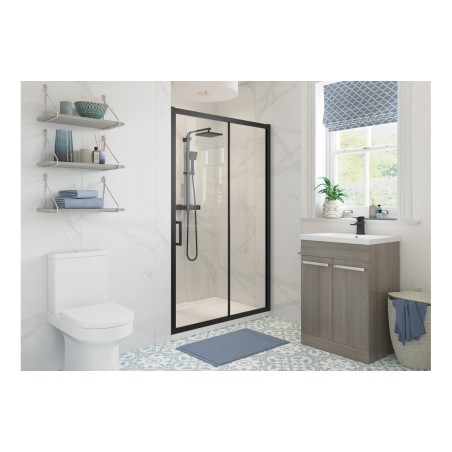 Classic 1600mm Sliding Door - Matt Black | BathroomKing