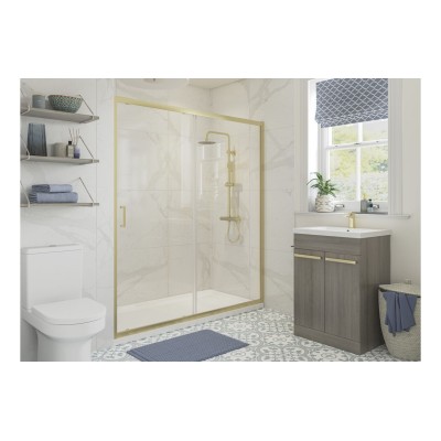 Classic 1400mm Sliding Door - Brushed Brass | BathroomKing