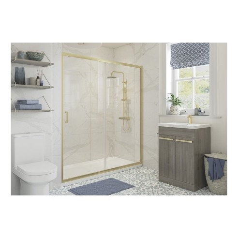 Classic 1600mm Sliding Door - Brushed Brass | BathroomKing