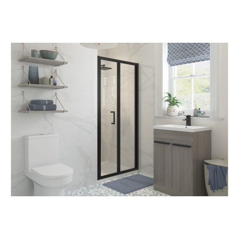 Classic 760mm Bi-fold Door - Matt Black | BathroomKing