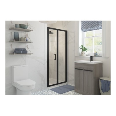 Classic 900mm Bi-fold Door - Matt Black | BathroomKing
