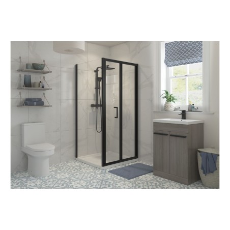 Classic 900mm Bi-fold Door - Matt Black | BathroomKing