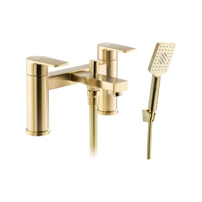 Abode Aquip Deck Mounted Bath Shower Mixer - Brushed Brass |