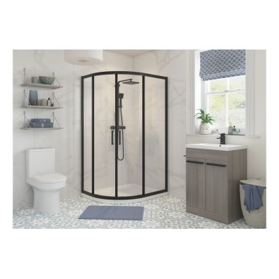 Classic 1200x800mm 2 Door Offset Quadrant - Matt Black | Bat