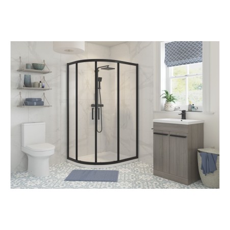 Classic 1200x800mm 2 Door Offset Quadrant - Matt Black | Bat