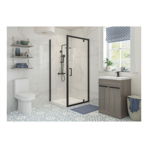 Classic 700mm Pivot Door - Matt Black | BathroomKing