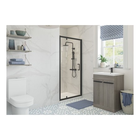 Classic 900mm Pivot Door - Matt Black | BathroomKing