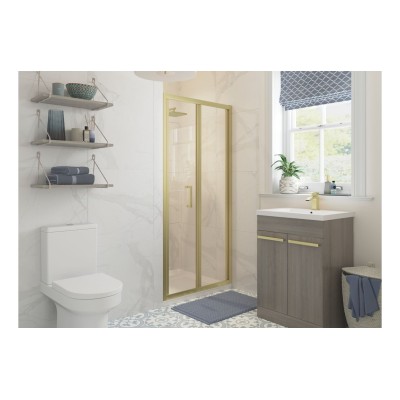 Classic 760mm Bi-fold Door - Brushed Brass | BathroomKing