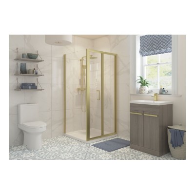 Classic 760mm Bi-fold Door - Brushed Brass | BathroomKing 2