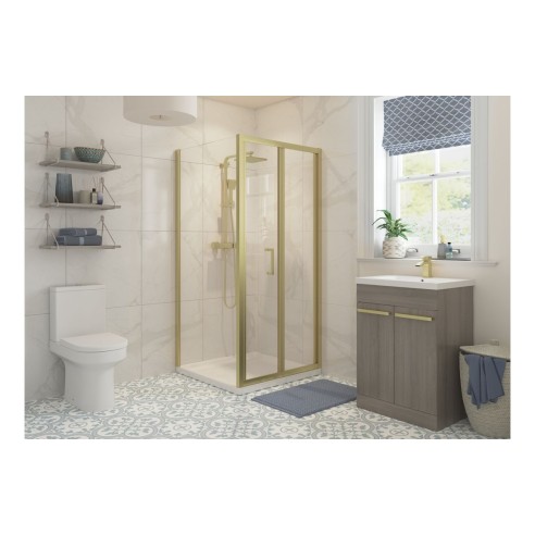 Classic 760mm Bi-fold Door - Brushed Brass | BathroomKing