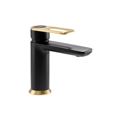 Abode Levarto Basin Mixer - Matt Black & Brass | Bathroom Ta