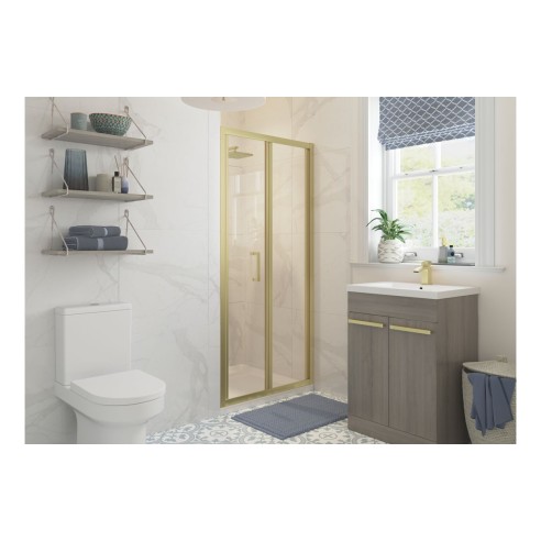 Classic 800mm Bi-fold Door - Brushed Brass | BathroomKing