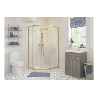 Classic 1000x800mm 2 Door Offset Quadrant - Brushed Brass |