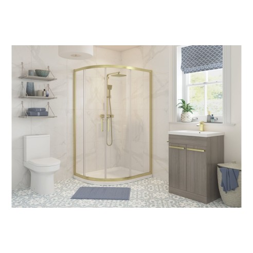 Classic 1000x800mm 2 Door Offset Quadrant - Brushed Brass |