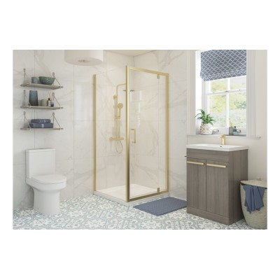Classic 700mm Pivot Door - Brushed Brass | BathroomKing 2