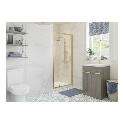 Classic 760mm Pivot Door - Brushed Brass | BathroomKing