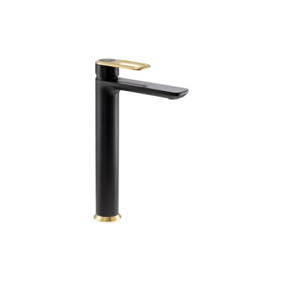 Abode Levarto Tall Basin Mixer - Matt Black & Brass | Bathro