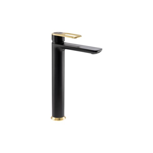 Abode Levarto Tall Basin Mixer - Matt Black & Brass | Bathro