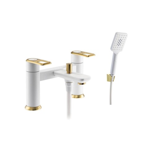 Abode Levarto Deck Mounted Bath Shower Mixer - Matt White &